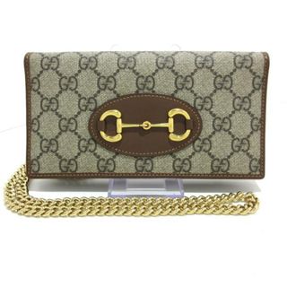 グッチ(Gucci)のGUCCI(グッチ) 財布美品  ホースビット 1955 621892 ブラウン×グレー×ゴールド チェーンウォレット レザー×PVC(塩化ビニール)(財布)