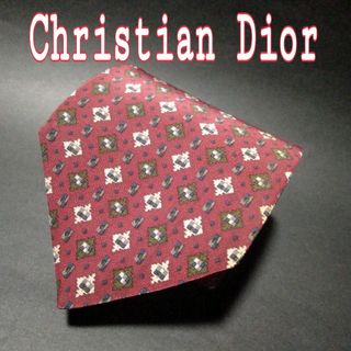 クリスチャンディオール(Christian Dior)の【極美品】  クリスチャンディオール  小紋　ネクタイ 　ボルドー(ネクタイ)