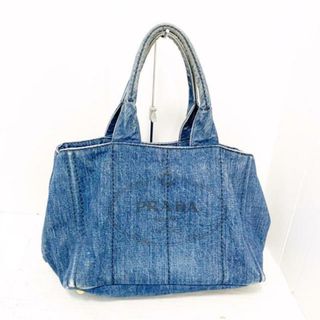 プラダ(PRADA)のPRADA(プラダ) トートバッグ CANAPA ダークネイビー×黒 デニム(トートバッグ)