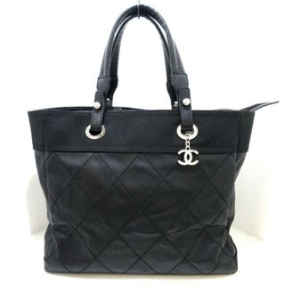 シャネル(CHANEL)のCHANEL(シャネル) トートバッグ レディース パリビアリッツトートGM A34210 黒 シルバー金具 コーティングキャンバス×ナイロン×レザー(トートバッグ)