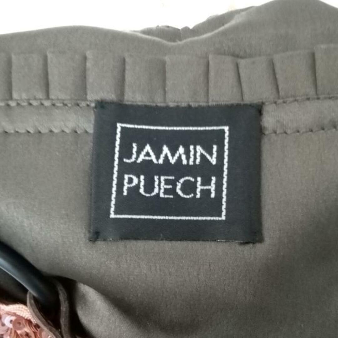 JAMIN PUECH(ジャマンピュエッシュ)のJAMIN PUECH(ジャマンピエッシェ) トートバッグ - ピンクゴールド×ダークブラウン ビーズ/フラワー(花) コットン×レザー レディースのバッグ(トートバッグ)の商品写真