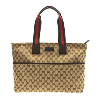 グッチ(Gucci)のGUCCI(グッチ) ショルダーバッグ GG柄,シェリー(ウェブ) 155524 ベージュ×ダークブラウン×マルチ マザーズバッグ ジャガード×レザー(ショルダーバッグ)