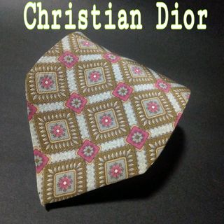 クリスチャンディオール(Christian Dior)の【極美品】  クリスチャンディオール  小紋　チェック　ネクタイ(ネクタイ)