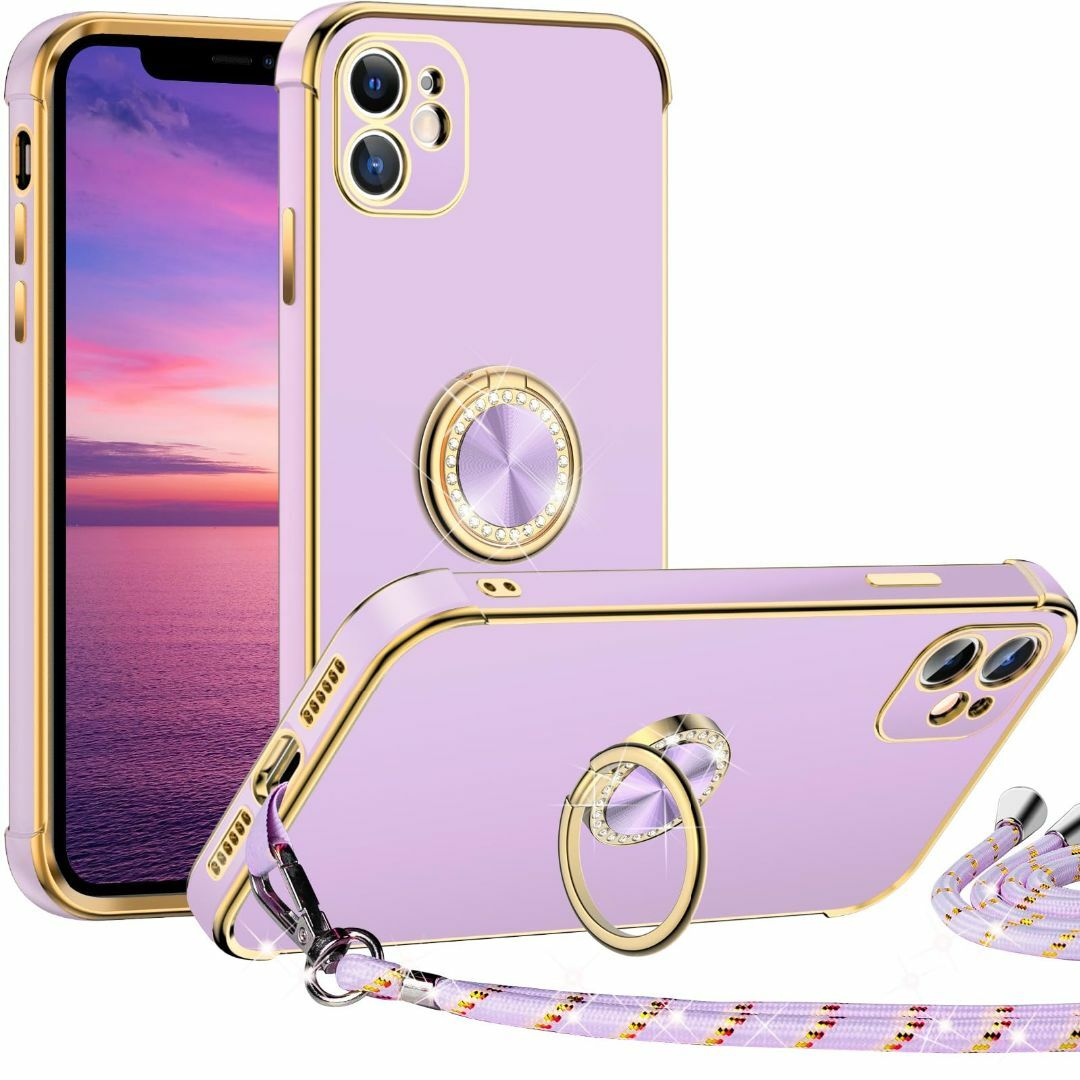 【色:パープル】Rockaway iPhone 11 ケース ショルダー リング スマホ/家電/カメラのスマホアクセサリー(その他)の商品写真