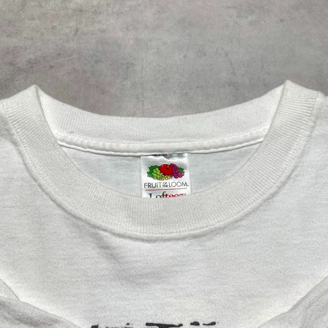 FRUIT OF THE LOOM(フルーツオブザルーム)のYMCA ホワイトTシャツ 両面プリントLサイズ90sUSA製カラフルアート メンズのトップス(Tシャツ/カットソー(半袖/袖なし))の商品写真