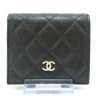 シャネル(CHANEL)のCHANEL(シャネル) 2つ折り財布美品  マトラッセ AP3178 黒×ゴールド ゴールド金具/ココマーク キャビアスキン(財布)