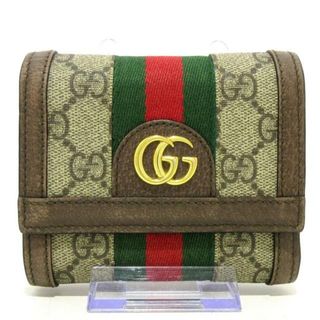 グッチ(Gucci)のGUCCI(グッチ) 3つ折り財布 オフィディア 523174 ベージュ×ダークブラウン PVC(塩化ビニール)×レザー(財布)