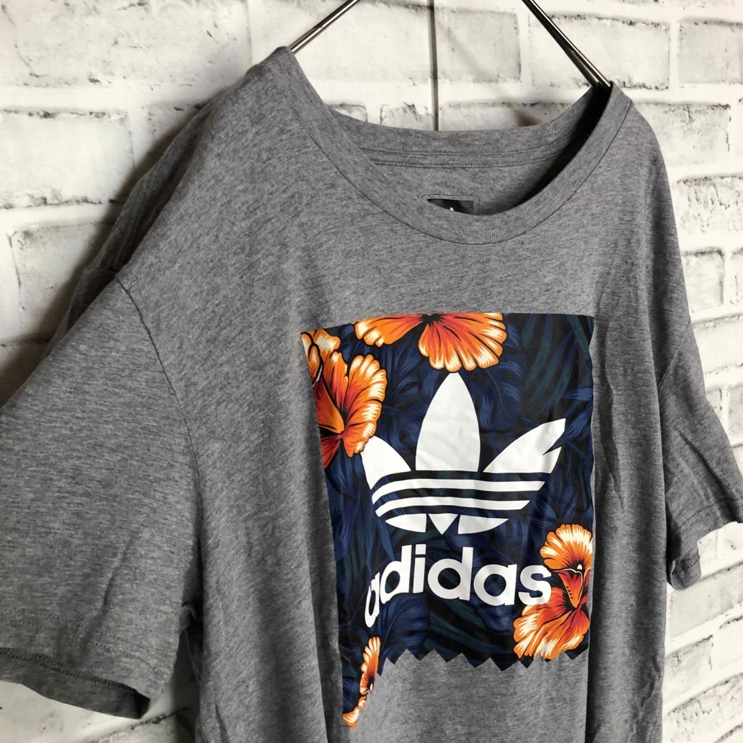 Originals（adidas）(オリジナルス)のXL⭐️adidas ビッグトレファイルロゴ&フラワー柄 Tシャツ グレー メンズのトップス(Tシャツ/カットソー(半袖/袖なし))の商品写真