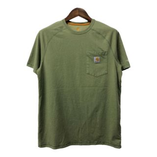 carhartt - Carhartt カーハート ポケット 半袖Ｔシャツ ワンポイント ライトグリーン (メンズ M) 中古 古着 Q6247