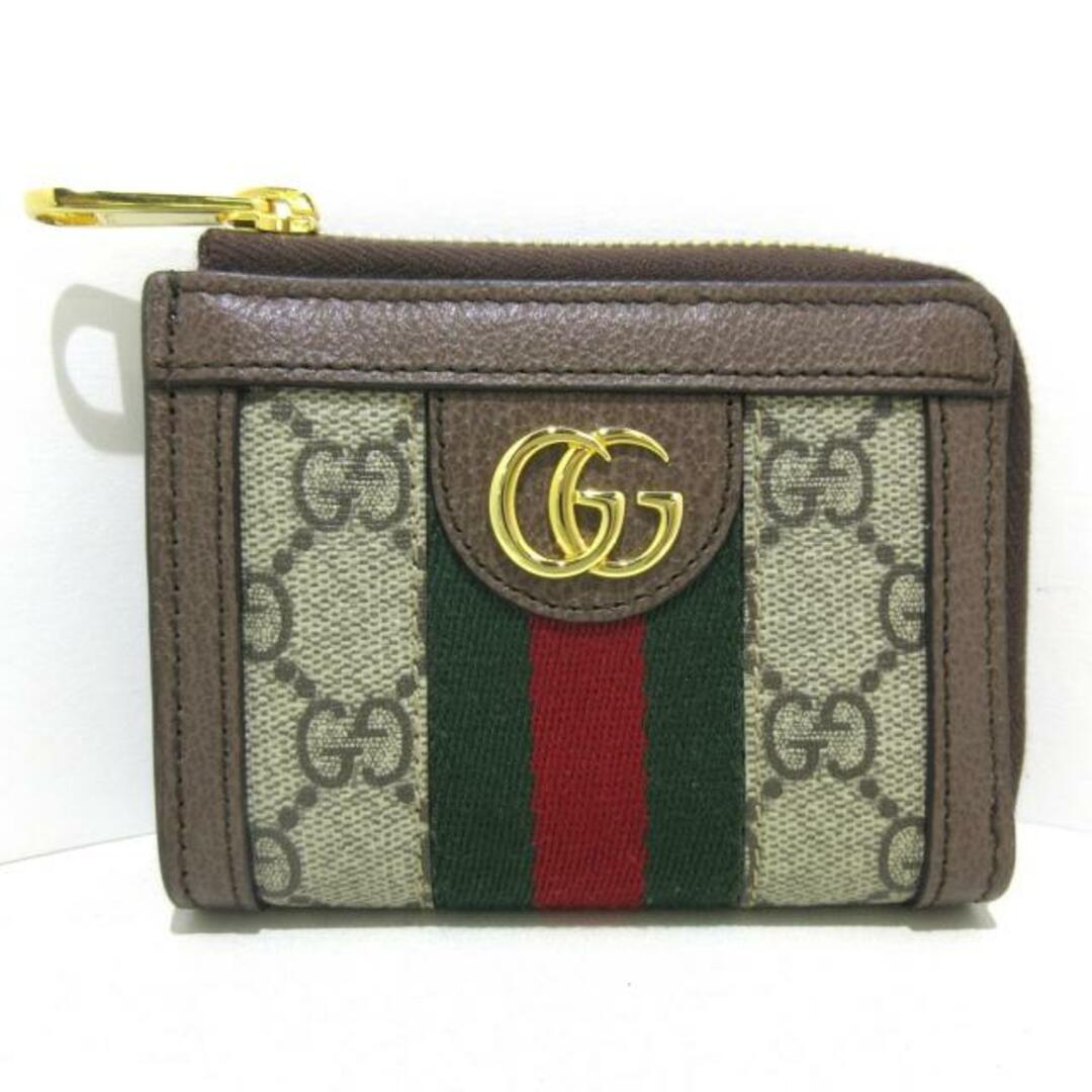 Gucci(グッチ)のGUCCI(グッチ) コインケース美品  オフィディア 644333 ベージュ×ブラウン×マルチ L字ファスナー PVC(塩化ビニール)×レザー×化学繊維 レディースのファッション小物(コインケース)の商品写真