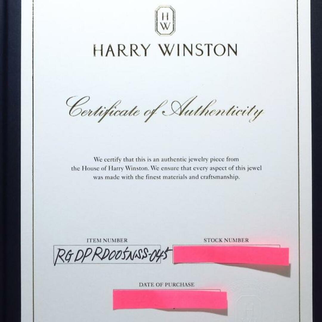 HARRY WINSTON(ハリーウィンストン)のHARRY WINSTON(ハリーウィンストン) リング新品同様  HWリング RGDPRD005HWL Pt950×ダイヤモンド 1Pダイヤ/0.51ct/F/VS1/EX/2022.04 レディースのアクセサリー(リング(指輪))の商品写真