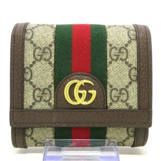 グッチ(Gucci)のGUCCI(グッチ) 2つ折り財布美品  オフィディア 598662 ベージュ×ダークブラウン×マルチ PVC(塩化ビニール)×レザー×キャンバス(財布)