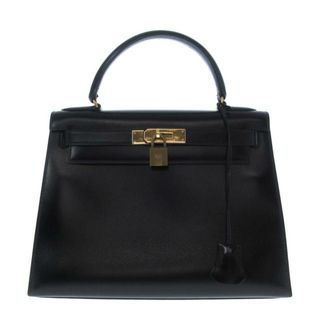 エルメス(Hermes)のHERMES(エルメス) ハンドバッグ ケリー28 黒 ゴールド金具/外縫い ボックスカーフ(ハンドバッグ)