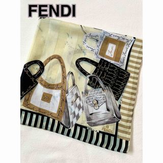 フェンディ(FENDI)のFENDI フェンディ　大判ハンカチ　イエロー系バック柄　訳アリ(ハンカチ)