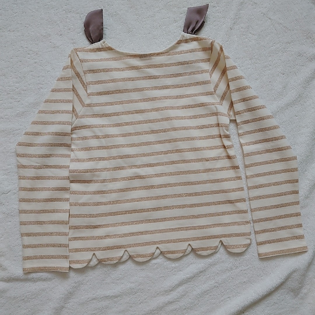 petit main(プティマイン)のプティマイン　130 スカラップボーダーT キッズ/ベビー/マタニティのキッズ服女の子用(90cm~)(Tシャツ/カットソー)の商品写真