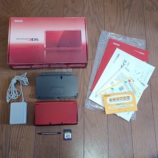 ニンテンドー3DS(ニンテンドー3DS)のニンテンドー3DS フレアレッド 中古(携帯用ゲーム機本体)