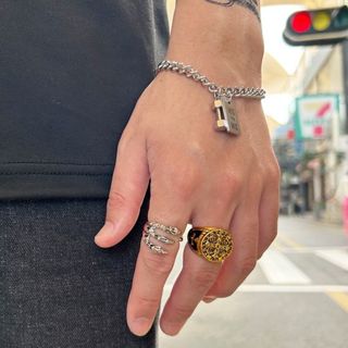 大人気＊°　男　アクセサリー　シルバー　オープンリング　爪ring　メンズ(リング(指輪))