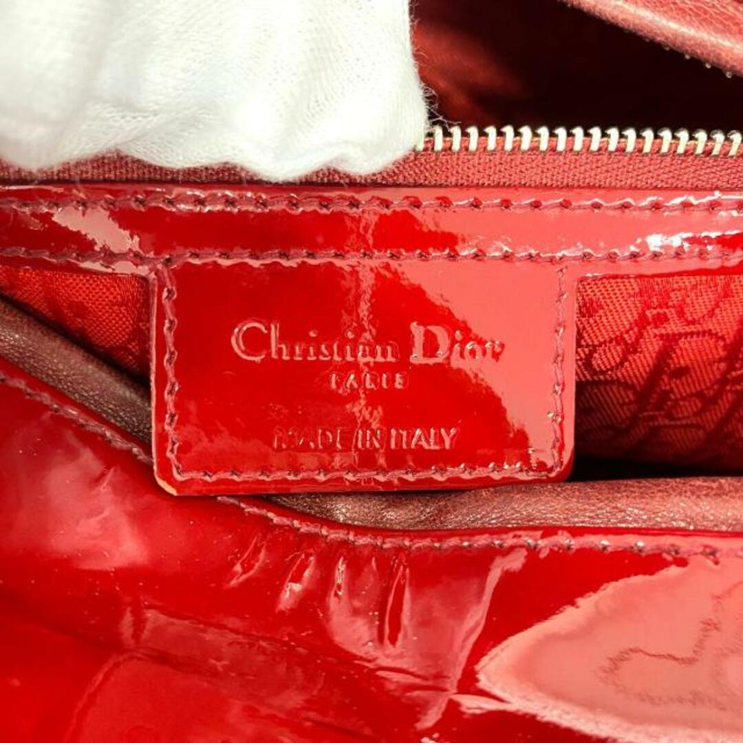 Dior(ディオール)の★SALE 【4ia0867】クリスチャンディオール ハンドバッグ/カナージュ/レディディオール/エナメル/レッド/シルバー金具 【中古】 レディース レディースのバッグ(ハンドバッグ)の商品写真