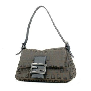 フェンディ(FENDI)の【4ia0896】フェンディ ハンドバッグ/ズッキーノ/ミニマンマバケット/ナイロンキャンバス/ブラウン/シルバー金具 【中古】 レディース(ハンドバッグ)