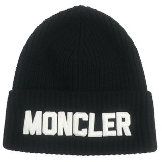 モンクレール(MONCLER)の未使用品□MONCLER モンクレール 2023年製 BERRETTO TRICOT ウール ロゴエンブロイダリー ニットキャップ 帽子 ブラック UNI イタリア製 メンズ(ニット帽/ビーニー)