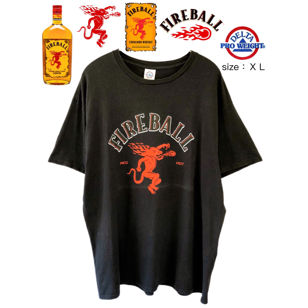 DELTA(デルタ)のFIREBALL WHISKY　Tシャツ　XL　黒　USA古着 メンズのトップス(Tシャツ/カットソー(半袖/袖なし))の商品写真