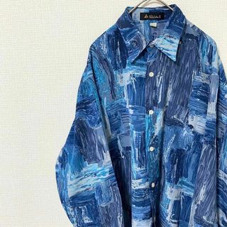 ナチュラルヴィンテージ(natuRAL vintage)のシャツ 長袖 アート 総柄 太アーム ヴィンテージ M(シャツ)