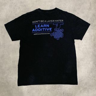 3Dプリント イベントT ブラックTシャツ 企業系幾何学模様USアメリカ古着(Tシャツ/カットソー(半袖/袖なし))