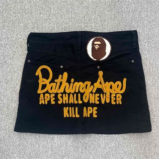 アベイシングエイプ(A BATHING APE)のA BATHING APE ブラックデニムスカート 美品 XXS(ミニスカート)