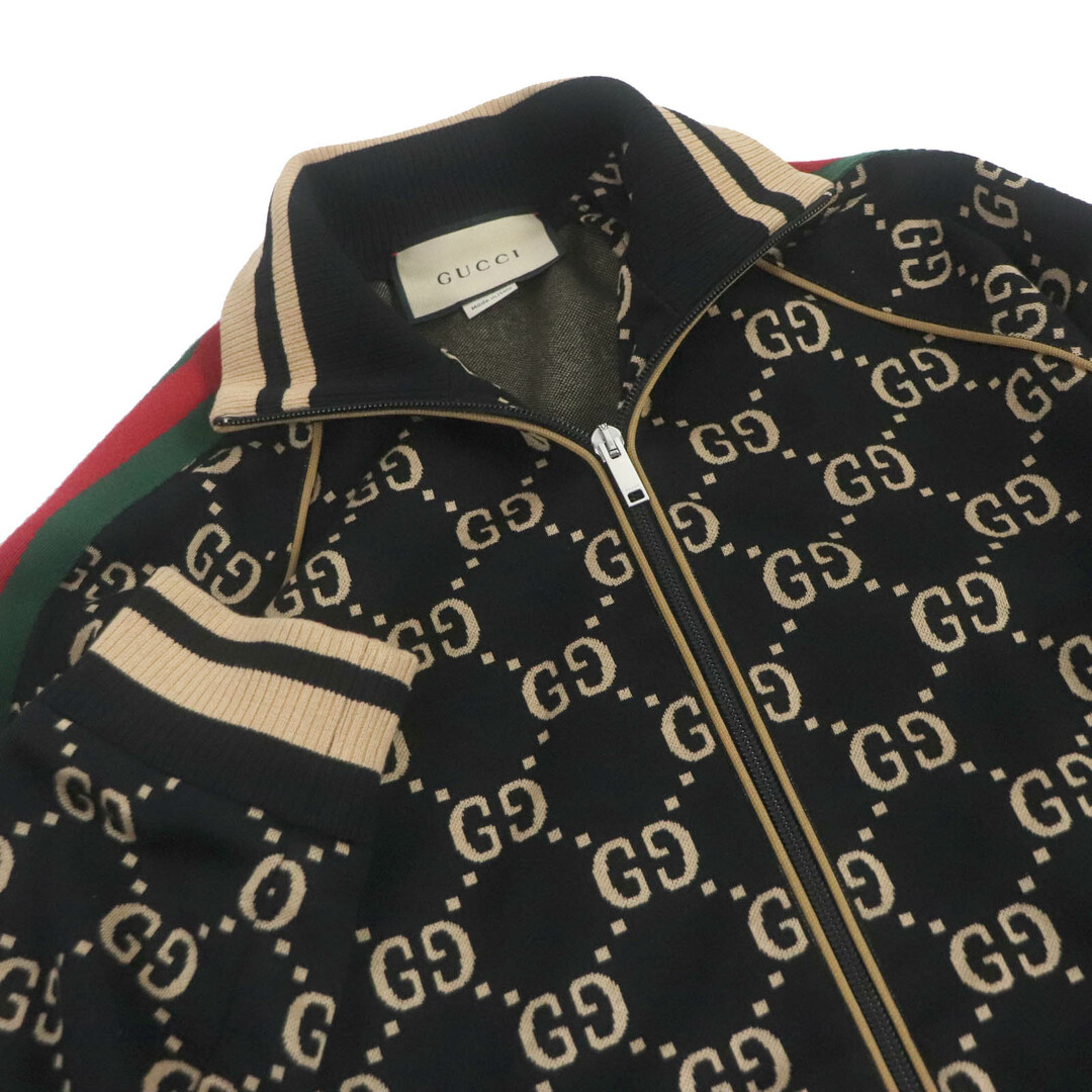 Gucci(グッチ)の極美品□GUCCI グッチ 22AW 695955 ウェブライン GGコットンジャージー ジャケット トラックジャケット ブラック キャメル XS イタリア製 正規品 メンズ 定価269,500円 メンズのジャケット/アウター(その他)の商品写真