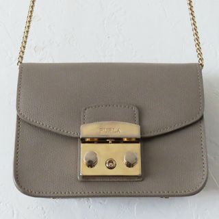 フルラ(Furla)のS05 FURLA フルラ メトロポリタン レザー チェーン ショルダーバッグ グレー/ゴールド(ショルダーバッグ)