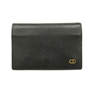 ディオール(Dior)の【4ib1708】クリスチャンディオール カードケース/レザー/ブラック/ゴールド金具 【中古】 メンズ/レディース/ユニセックス(名刺入れ/定期入れ)