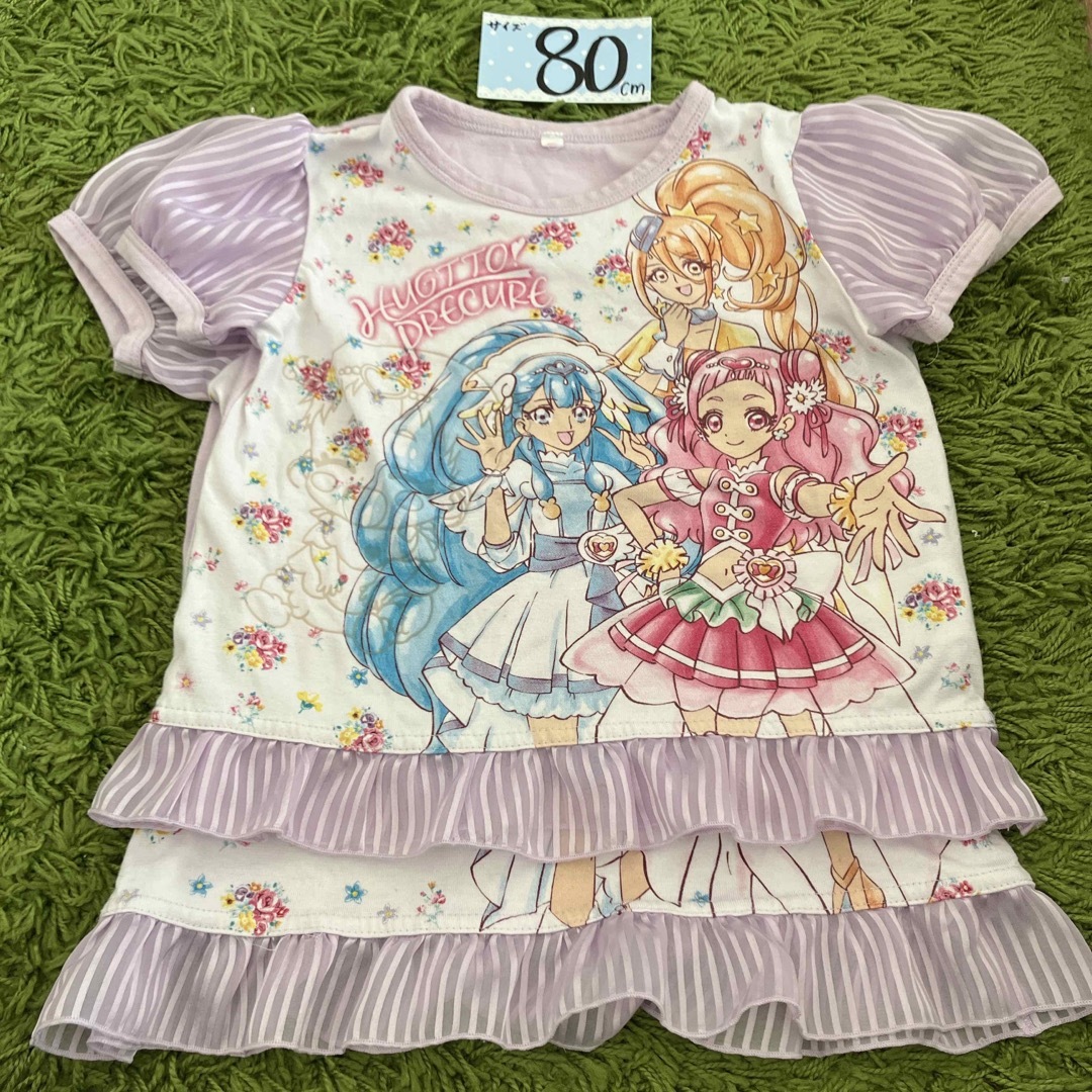 100 はぐっとプリキュア  tシャツ　薄紫 キッズ/ベビー/マタニティのキッズ服女の子用(90cm~)(Tシャツ/カットソー)の商品写真