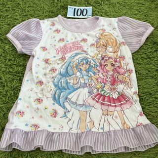 100 はぐっとプリキュア  tシャツ　薄紫(Tシャツ/カットソー)