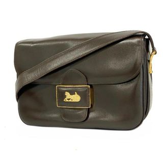 セリーヌ(celine)の【4ib1744】セリーヌ ショルダーバッグ/馬車金具/レザー/ブラウン/ゴールド金具 【中古】 レディース(ショルダーバッグ)