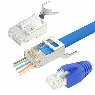 【色:灰色】VCELINK 貫通式 RJ45コネクタ+保護カバー ロードバー付き