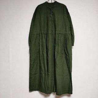 ネストローブ(nest Robe)のnest Robe  01194-1367-1 リネンタックネックドレス 製品染め ワンピース グリーン レディース ネストローブ【中古】4-0427M∞(ロングワンピース/マキシワンピース)