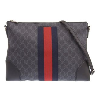 グッチ(Gucci)のグッチ GUCCI ショルダーバッグ メッセンジャーバッグ GGスプリームキャンバス/レザー グレー/ブラック 474139 中古 新入荷 GU0579(ショルダーバッグ)