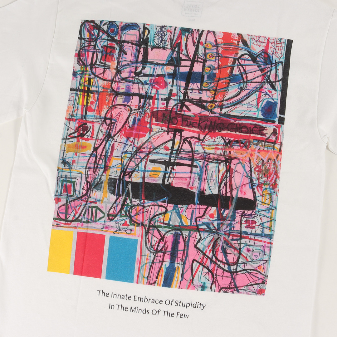 新品 LOOSE JOINTS ルーズジョインツ Tシャツ サイズ:S 20SS NICK WAPLINGTON グラフィック クルーネック 半袖Tシャツ The Innate Embrace Of Stupidity In The Minds Of The Few S/S TEE ホワイト 白 コラボ トップス カットソー【メンズ】 メンズのトップス(Tシャツ/カットソー(半袖/袖なし))の商品写真