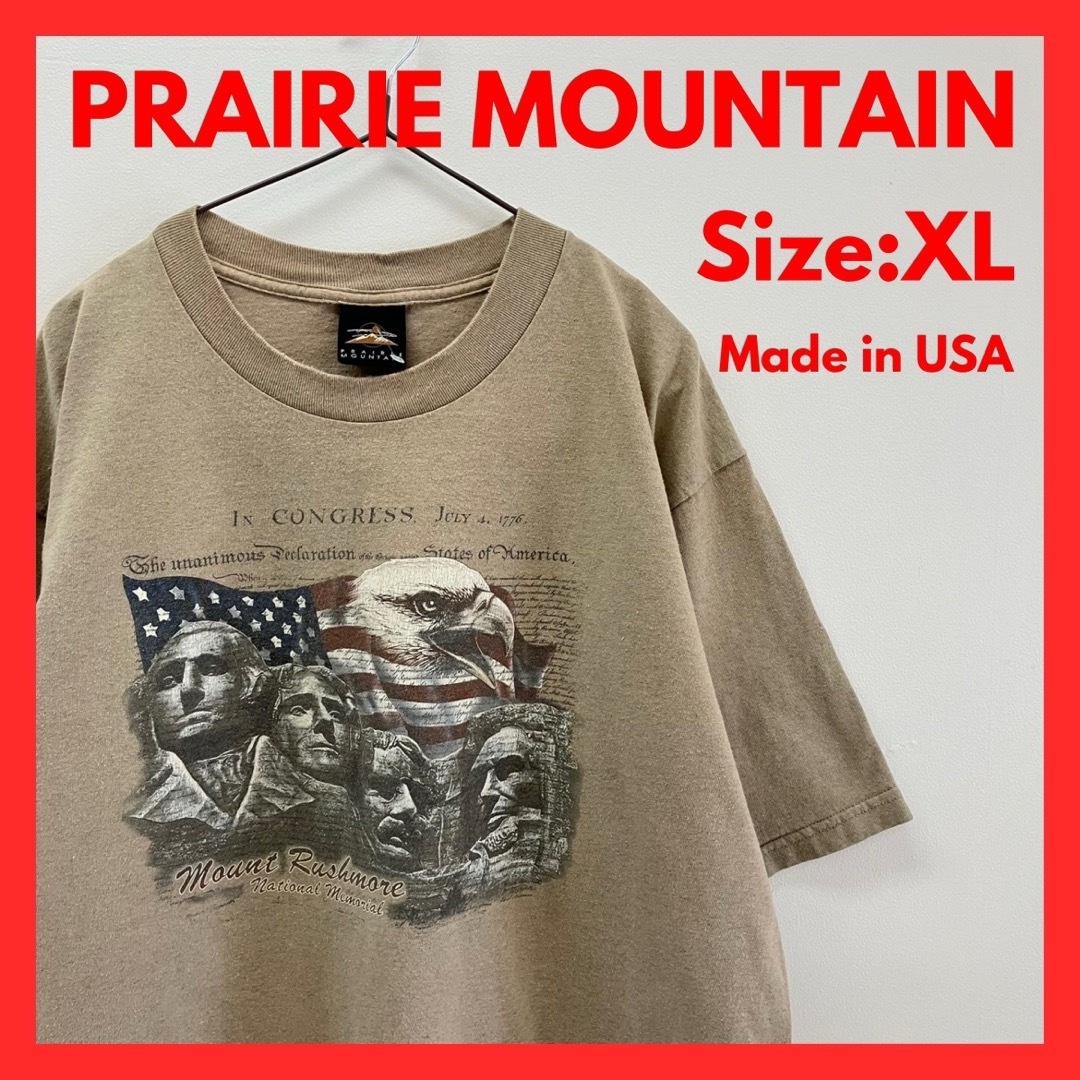 【美品】古着　USA製　ラシュモア山国立記念碑　プリント　Tシャツ　メンズ　XL メンズのトップス(Tシャツ/カットソー(半袖/袖なし))の商品写真