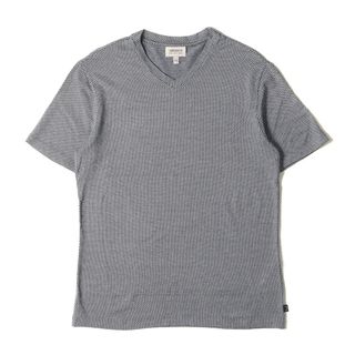 アルマーニ コレツィオーニ(ARMANI COLLEZIONI)のARMANI COLLEZIONI アルマーニコレツォーニ Tシャツ サイズ:M ジオメトリック ジャガード ストレッチ ビスコース ニット ジャージー Vネック 半袖Tシャツ グレー ネイビー トップス カットソー【メンズ】【中古】(Tシャツ/カットソー(半袖/袖なし))