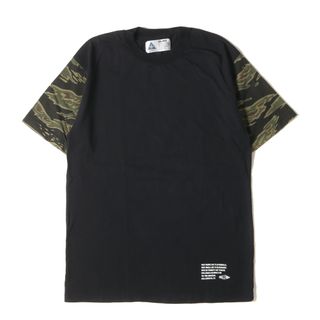 CHALLENGER チャレンジャー Tシャツ サイズ:S 20SS 袖カモフラージュ ミリタリー クルーネック 半袖Tシャツ MILITARY CUSTOM TEE ブラック 黒 トップス カットソー【メンズ】【中古】(Tシャツ/カットソー(半袖/袖なし))