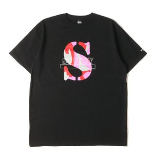 ステューシー(STUSSY)の美品 STUSSY ステューシー Tシャツ サイズ:XL ローカルカラー 上野チャプト限定 カモフラージュ Sロゴ クルーネック 半袖Tシャツ ブラック 黒 トップス カットソー【メンズ】【中古】(Tシャツ/カットソー(半袖/袖なし))