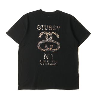 ステューシー(STUSSY)の美品 STUSSY ステューシー Tシャツ サイズ:XL レオパード No.1ロゴ クルーネック 半袖Tシャツ ブラック 黒 トップス カットソー【メンズ】【中古】(Tシャツ/カットソー(半袖/袖なし))