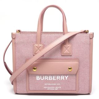 BURBERRY - バーバリー ミニフレヤトート 8063308 キャンバス×レザー ピンク