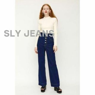 スライ(SLY)のSLY JEANS スライ　ジーンズ　デニム　パンツ　ウエストボタン　青　ワイド(デニム/ジーンズ)