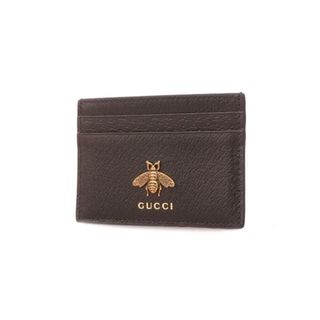 グッチ(Gucci)の【4ib1402-r】グッチ カードケース/523685/レザー/ブラック/ゴールド金具 【中古】 レディース(名刺入れ/定期入れ)