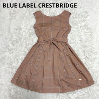 BLUE LABEL CRESTBRIDGE - 【美品】ブルーレーベルクレストブリッジ フレアワンピース チェック リボン 38