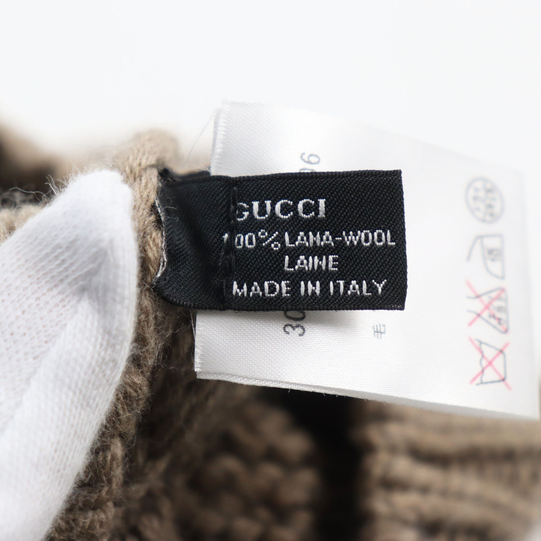 Gucci(グッチ)の極美品●GUCCI グッチ 300052 ウール100％ インターロッキングG ケーブル編み 帽子 ニットキャップ ブラウン M イタリア製 正規品 メンズ メンズの帽子(ニット帽/ビーニー)の商品写真