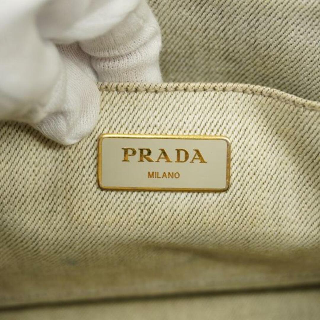 PRADA(プラダ)の【4ib1429】プラダ ツーウェイバッグ/カナパ/キャンバス/ホワイト/ライトグレー/ゴールド金具 【中古】 レディース レディースのバッグ(その他)の商品写真