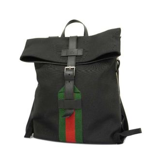 Gucci - 【4ib1431】グッチ リュックサック/シェリーライン/619749/キャンバス/ブラック/シルバー金具 【中古】 メンズ/レディース/ユニセックス